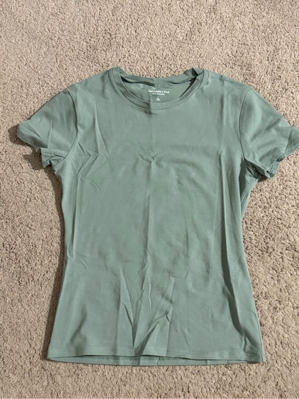 Abercrombie & Fitch Women's Sage Green Short Sleeve Crew Tee